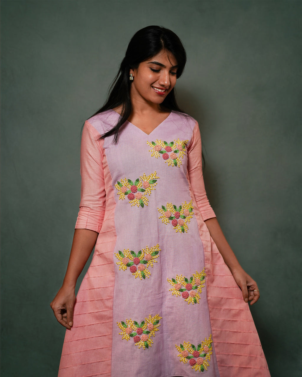 LILAC AND PEACH KNOT EMBROIDERD CO-ORD SET