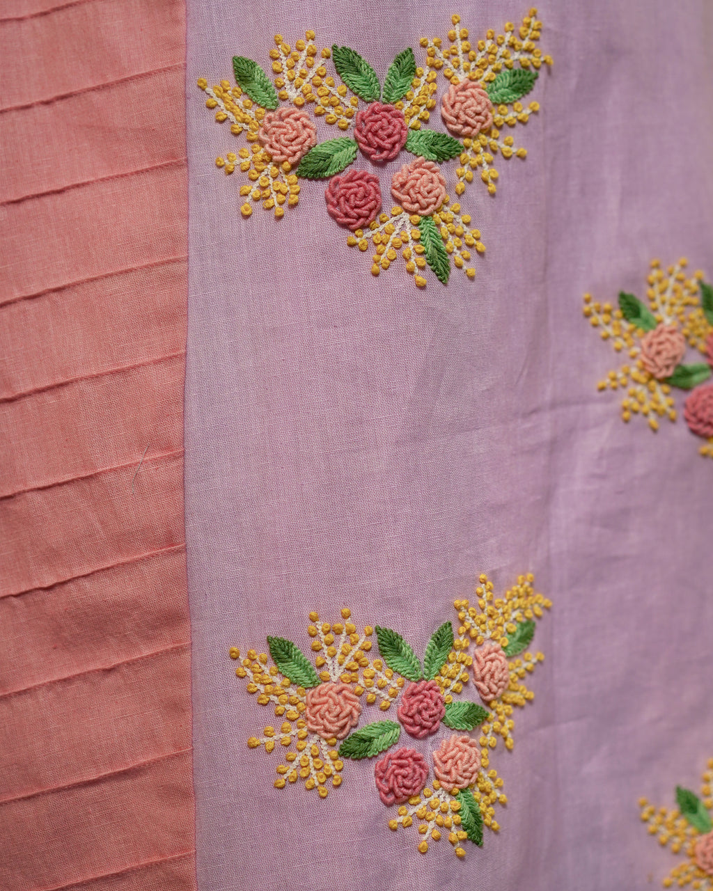 LILAC AND PEACH KNOT EMBROIDERD CO-ORD SET